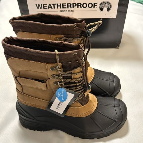 Winter Boots Mens 11 Waterproof Duck Tan Weatherproof - Picture 1 of 6